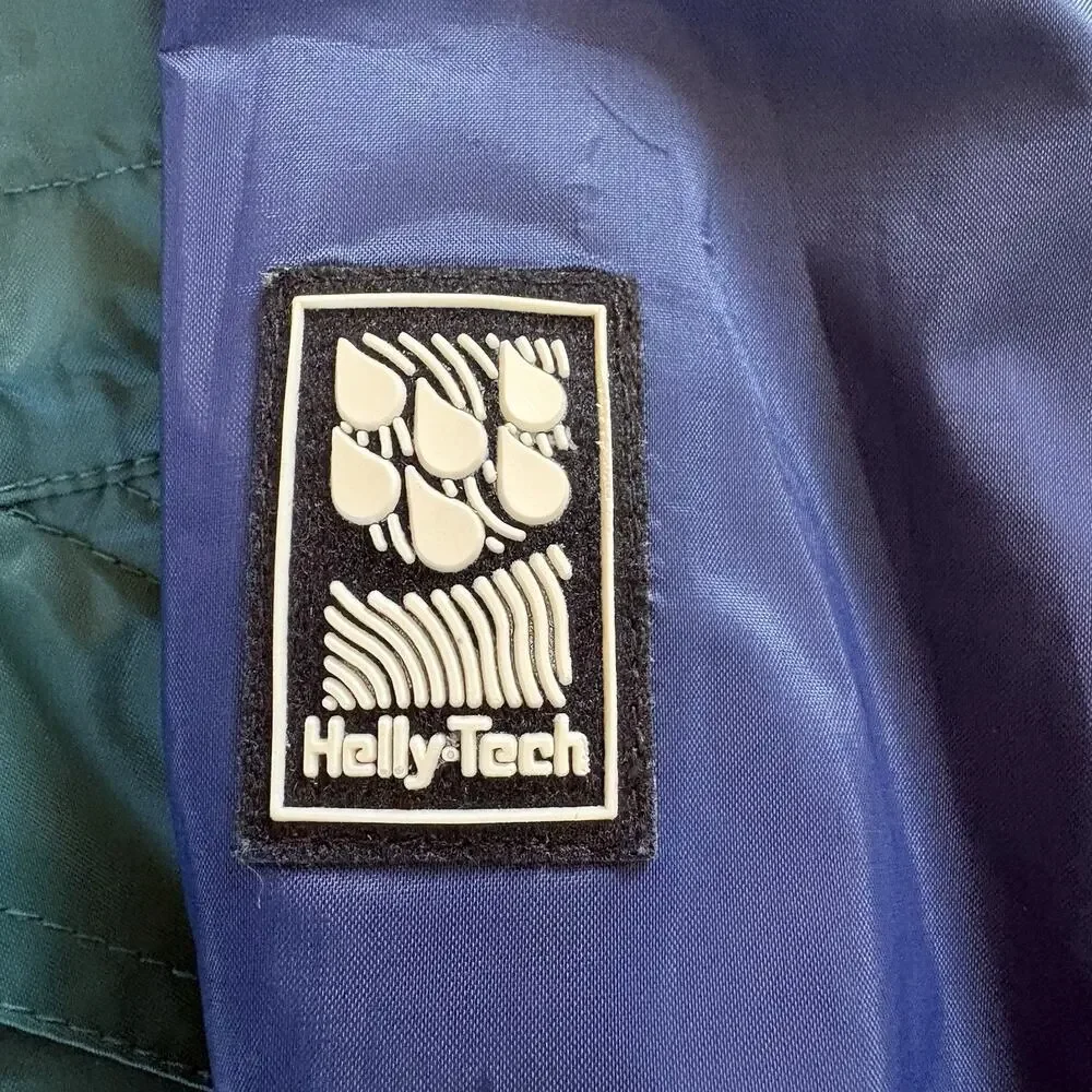 Vintage 90s Helly Hansen Helly-Tech Packable Rain Jacket Size XL Blue Colorblock